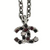 Chanel - Gripoix CC Necklace - Red Stones - Silver Burgundy Logo Charm Chain