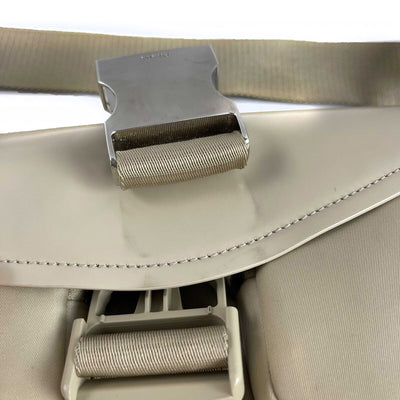 PRADA Re-Nylon Tessuto Brushed Calfskin Pocket Shoulder Bag Desert Beige Great