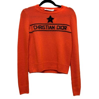 Christian Dior NEW Hamptons Limited Edition Orange Cashmere Sweater 34 US 2