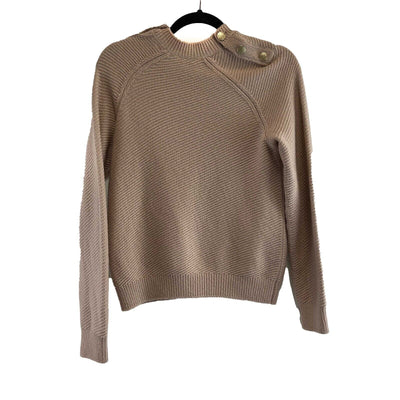 Chanel 16A Rome Camel Jumper Sweater Logo Buttons Beige 34 US 2 Pristine