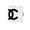 Calfskin Quilted Cambon Ligne Bi-fold Wallet White Excellent