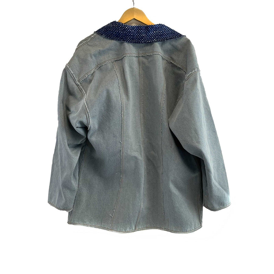 Chanel Excellent Denim Jean jacket 2020 denim blue 38 US 6 Raw Edge Coat