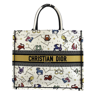 Christian Dior - NEW 2022 Large Pixel Zodiac Embroidered Canvas Book Tote