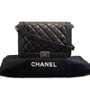 Chanel Double Stitch Boy Flap Medium Quilted Calfskin Black Handbag
