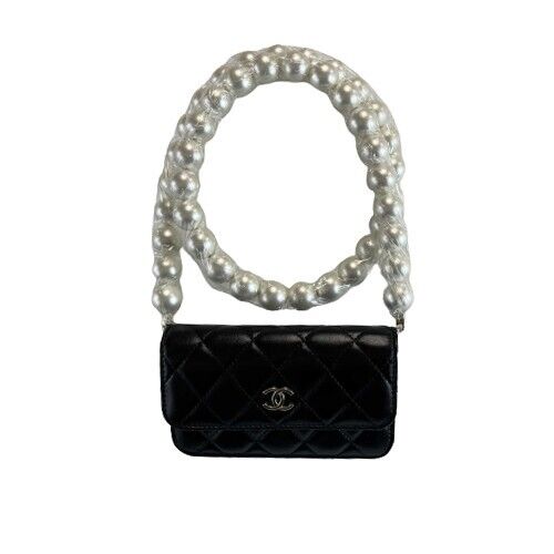 Chanel NEW Wallet on Chain Mini Black Giant Pearls Clutch Black Crossbody