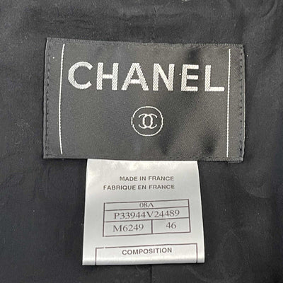 Chanel 08A Tweed Checked Metallic Blazer White & Black Jacket 46 US 14