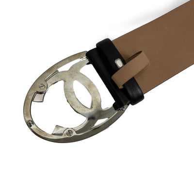 Chanel Pristine CC Oval Chrome Buckle 85/34 Black Belt