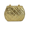 CHANEL - Mini Flap Bag Vintage Chain Metallic Gold CC Leather Quilted Crossbody