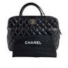 CHANEL - Quilted Trendy CC Black Lambskin Bowling Large Top Handle Bag w/ Strap