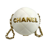 Chanel Paris Coco Sphere Minaudiere Chain Clutch Handbag White Crossbody 2022
