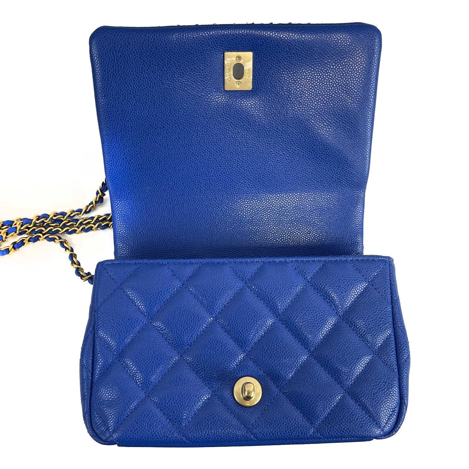 blue chanel mini flap handbag