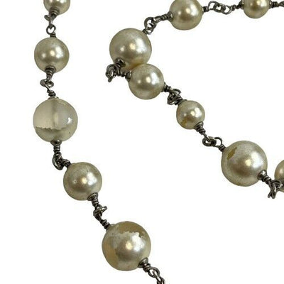CHANEL 09A Long Pearl CC Necklace
