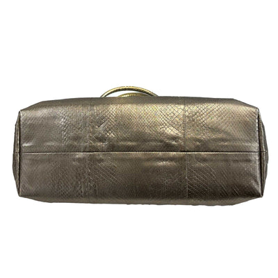 Bottega Veneta - Silver Iridescent Python Skin Top Handle Shoulder Bag