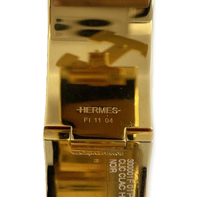 Hermes - Excellent - Clic Clac Bracelet - Gold / Black Cuff