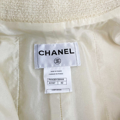 Chanel 11a Blazer CC Gripoix Buttons Ivory White 42 US 10