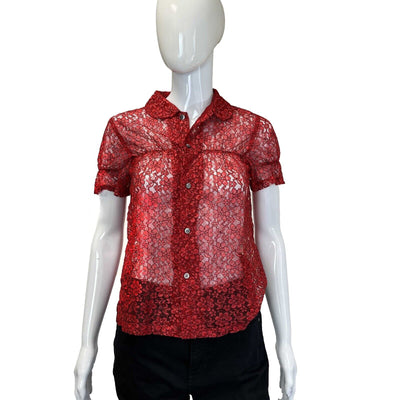 Comme des Garcons Girl Pristine Sheer Lace Shirt Button Down 2020 Red XS