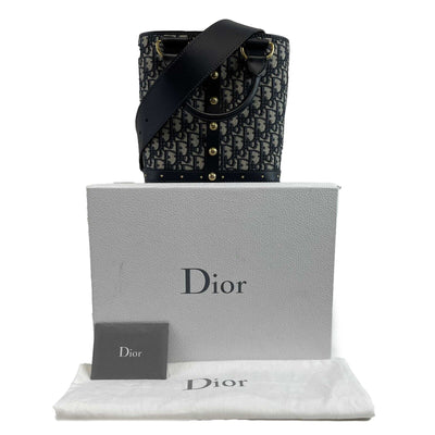 Christian Dior Oblique Studded 2017 DiorAvenue Blue Top Handle Crossbody Bag