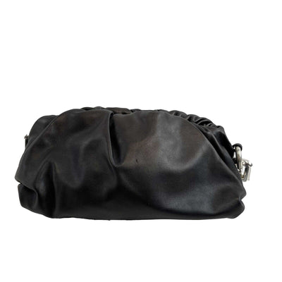 Bottega Calfskin The Chain Pouch Teen Black Shoulder Bag