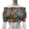 Dolce & Gabbana -Cropped Off Shoulder Plaid Gingham print cotton IT 42 US 6 top