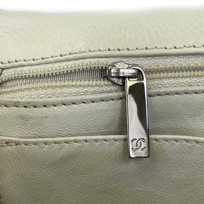 CHANEL - Classic Maxi CC Ecru Single Flap Shoulder Bag