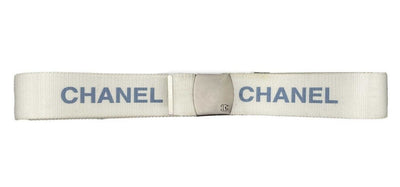 CHANEL - Vintage 99S 1999 Logo Adjustable Nylon Web - White - XS/S - Belt