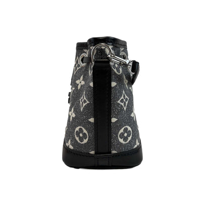 Louis Vuitton Monogram Jacquard Denim Nano Noe Gray Black Crossbody Bag NEW