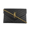 Saint Laurent - YSL Monogram Quilted Leather Black Wallet on a Chain