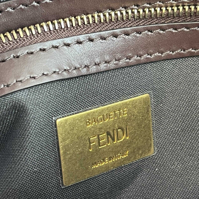 Fendi Leather Large Shearling Baguette NM Brown Pink Crossbody NEW