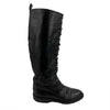CHANEL - Black Knee-High Leather Lace-Up Biker Boots FR 36 US 6