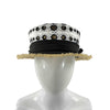 CHANEL - Woven Straw Ribbon CC Embroidered Spring Summer Boater Hat - Size M