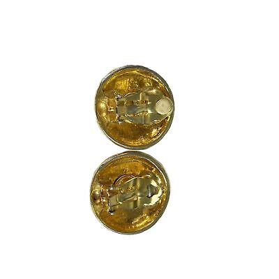 Chanel - Vintage 1980s - Gold Engraved Repeating Script Clip-On Earrings