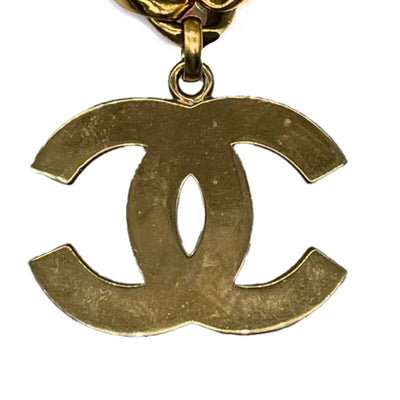 CHANEL - 1980s Gold Plated CC Logo Necklace Belt Collection 28 Gold Necklace