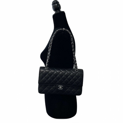 CHANEL - NEW 2021 Timeless Black Medium Double Flap Caviar Crossbody Shoulder Bag