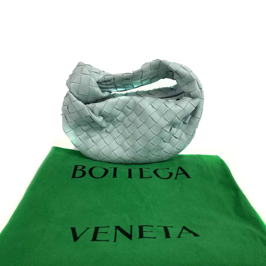 Bottega Veneta - Mini Jodie Knotted Leather Washed Teal Blue Teen - Brand New