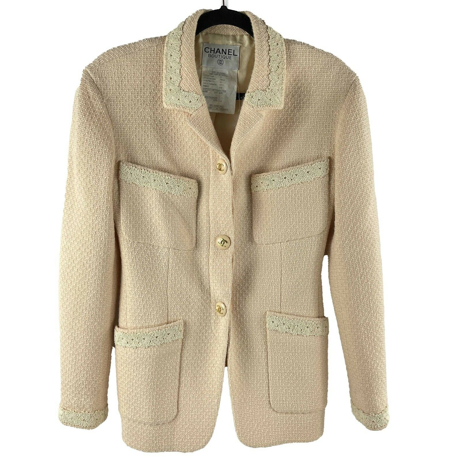 CHANEL- Lace Trim Pink Tweed Jacket Skirt Suit Set CC Buttons - 38 US -  BougieHabit