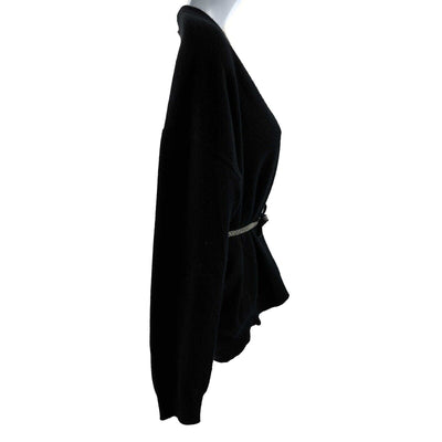 Brunello Cucinelli - Monili Belted Cardigan Black Sweater - Size S Small