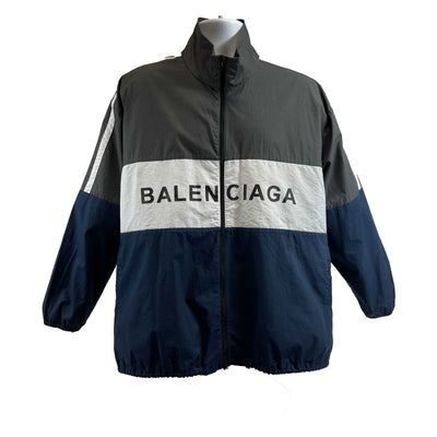 Balenciaga - Oversized Logo Track Jacket - Grey and Blue - 38 US 8