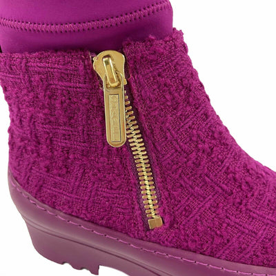 CHANEL - New w/ Tags - 2020 Magenta Tweed Rubber Boots - 37 US 7