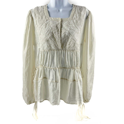 Givenchy - Pristine - Jaw String Ruffle Silk Blouse - Ivory Top - 36 US S