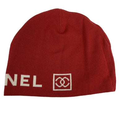 CHANEL - 2000s CC Sports Knitted Beanie - Red - One Size - Hat