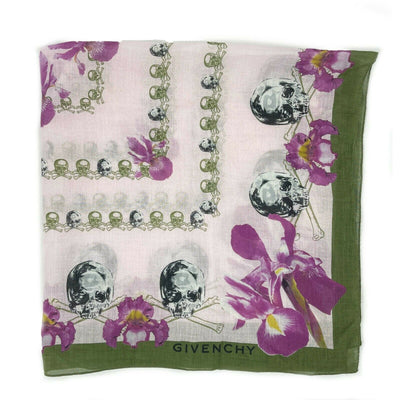 GIVENCHY - Orchid and Skull Print - Pink, Magenta, Army Green, Black - Scarf OS
