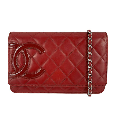 CHANEL - Calfskin Quilted Cambon Red / Silver Wallet On Chain - Crossb -  BougieHabit