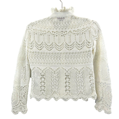 Alexander McQueen - Ivory Lace Knit Pointelle Cardigan Sweater - Size XS