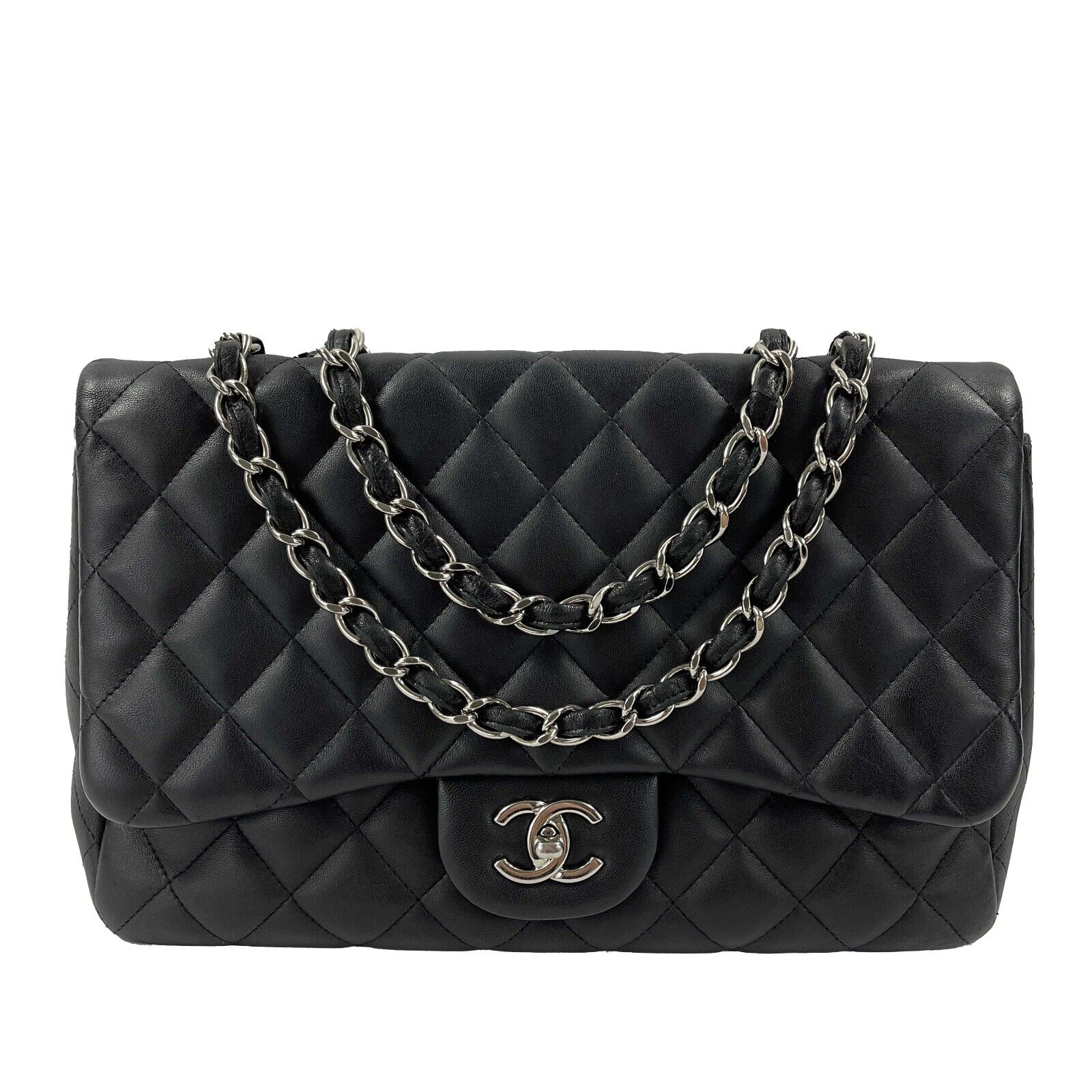 Chanel Jumbo Classic Flap CC Quilted Lambskin Shoulder Bag