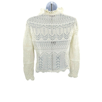 Alexander McQueen - Ivory Lace Knit Pointelle Cardigan Sweater - Size XS