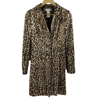 Dolce & Gabbana - Vintage Leopard Print Viscose Trench Coat - 40 US M