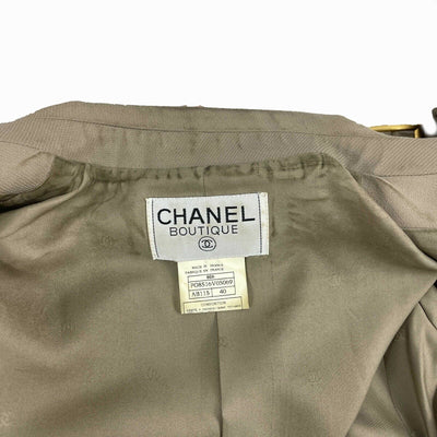 CHANEL - Military Style Belt Suit Set Vintage 96A CC Jacket & Pant 1996 40 US 8