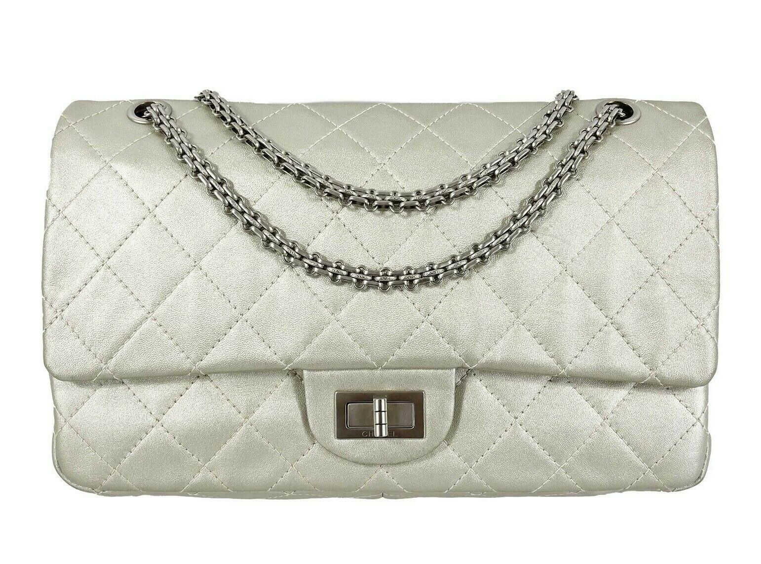 chanel silver quilted bag