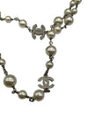 CHANEL - NEW A17 5 CC Charm Pearl Rhinestone Crystal Long Layered Necklace