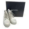 Chanel- CC Leather 21B Ultra Rare Combat Boots Size 37 US 7